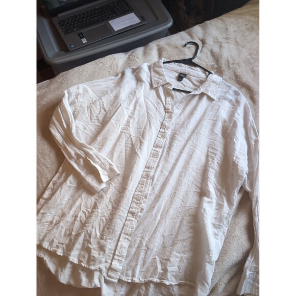 Oversized flowy button up white shirt - Picture 1 of 6
